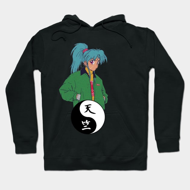 Retro Anime Yin And Yang Hoodie by Kanjiworldwide